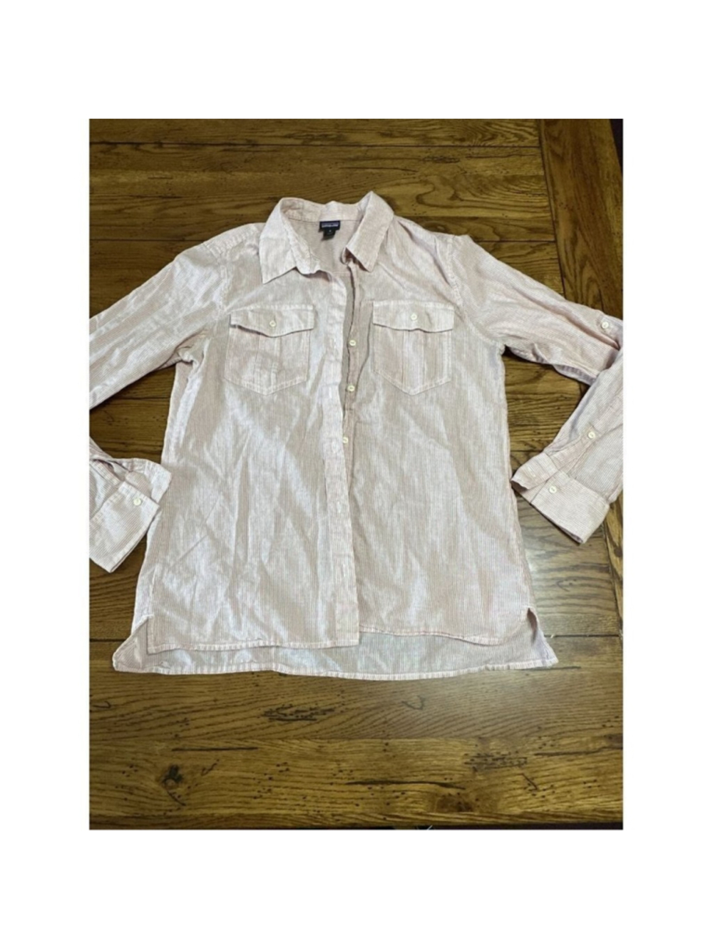 PATAGONIA Women's Organic Cotton Long Sleeve Button Up Shirt Small Red White N14